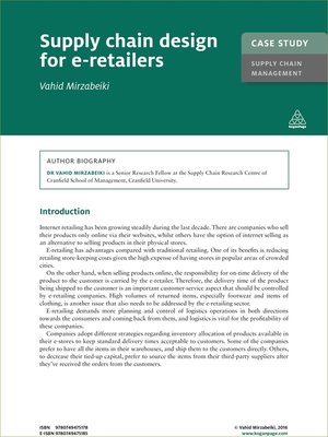 cover image of Supply Chain Design for E-Retailers